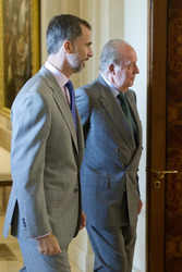 The King of Spain Felipe VI and King Juan Carlos meet with the B