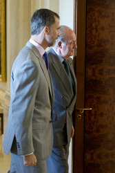 The King of Spain Felipe VI and King Juan Carlos meet with the B