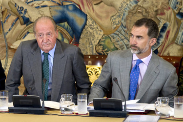 The King of Spain Felipe VI and King Juan Carlos meet with the B
