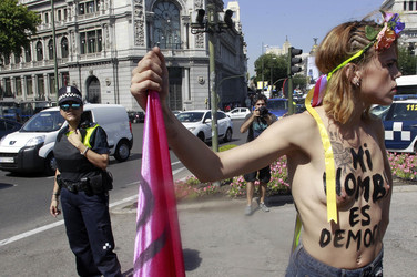 Femen Protest gegen das Knebelgesetz  'Ley Mordaza' in Madrid