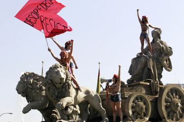 Femen Protest gegen das Knebelgesetz  'Ley Mordaza' in Madrid