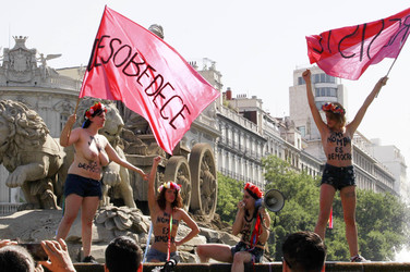 Femen Protest gegen das Knebelgesetz 'Ley Mordaza' in Madrid