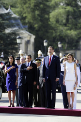 State visit of the President of the Republic of Peru, Mr. Ollanta Humala Tasso, and Mrs. Nadine Heredia Alarcon. The King of Spain Felipe VI and Queen Letizia officially greeted at the Pardo Palace in Madrid on July 7, 2015.