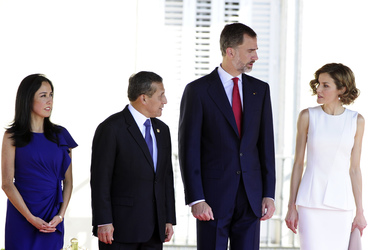 State visit of the President of the Republic of Peru, Mr. Ollanta Humala Tasso, and Mrs. Nadine Heredia Alarcon. The King of Spain Felipe VI and Queen Letizia officially greeted at the Pardo Palace in Madrid on July 7, 2015.
