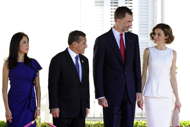 State visit of the President of the Republic of Peru, Mr. Ollanta Humala Tasso, and Mrs. Nadine Heredia Alarcon. The King of Spain Felipe VI and Queen Letizia officially greeted at the Pardo Palace in Madrid on July 7, 2015.