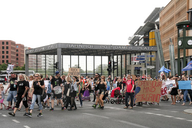 Protest gegen das Abschlachten der Grindwale in Berlin