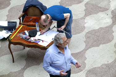 Maßnehmen von Placido Domingo im Wachsmuseum von Madrid