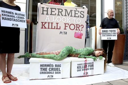 Peta Aktion gegen gegen Krokodilmord in Hamburg
