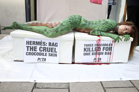 Peta Aktion gegen gegen Krokodilmord in Hamburg