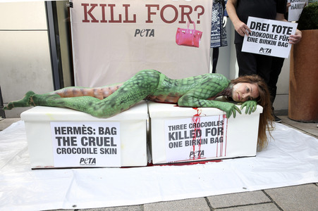 Peta Aktion gegen gegen Krokodilmord in Hamburg