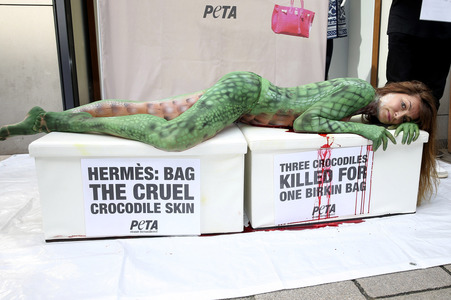 Peta Aktion gegen gegen Krokodilmord in Hamburg