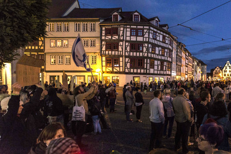 Demonstration gegen das Konzert von Xavier Naidoo in Erfurt