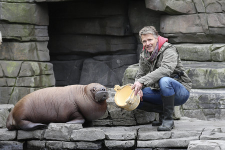 Jörg Pilawa tauft Walross in Hamburg