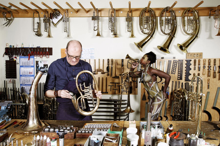 WORKING ART: Brass Wind Instrument Maker Bodypainting