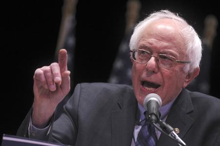 Bernie Sanders spricht im Rathaus in New York