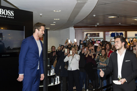 Gerard Butler Promotes Hugo Boss Fragrance In Madrid