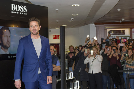 Gerard Butler Promotes Hugo Boss Fragrance In Madrid