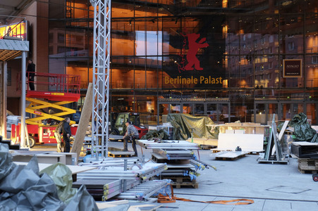 Aufbauarbeiten für die Berlinale 2016