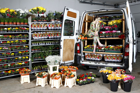 DOOR ART: Blumentransporter-Hecktür / Flower Van Hatchback Bodypainting