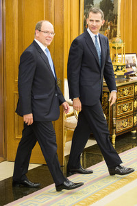 König Felipe empfängt Fürst Albert in Madrid