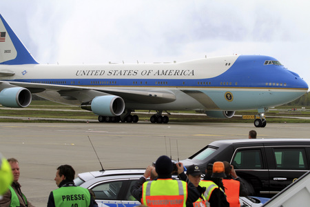 Ankunft von Barack Obama auf dem Flughafen Hannover-Langenhagen