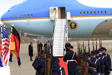 Ankunft von Barack Obama auf dem Flughafen Hannover-Langenhagen
