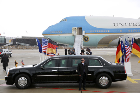 Ankunft von Barack Obama auf dem Flughafen Hannover-Langenhagen