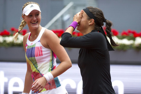 Tennis Match Martina Hingis und Sania Mirza vs Carolina Garcia und Kristina Mladenovic in Madrid