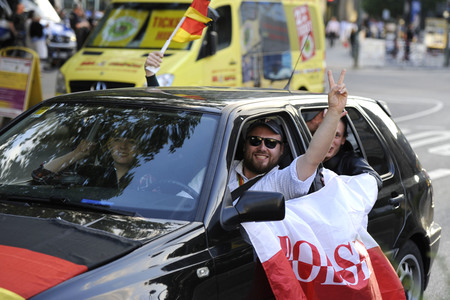 Autokorso nach dem UEFA-Fußball-Europameisterschaft 2016 Spiel Deutschland gegen Nordirland in Berlin