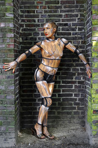 Holzgliederfigur / Human Artist Model Bodypainting