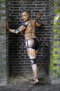 Holzgliederfigur / Human Artist Model Bodypainting