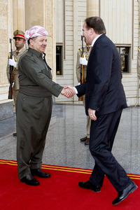 Masud Barzani triftt Stefan Löfven in Erbil
