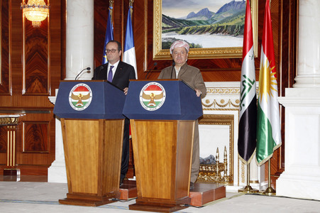 Pressekonferenz von Francois Hollande und Masud Barzani in Erbil