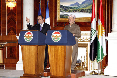 Pressekonferenz von Francois Hollande und Masud Barzani in Erbil