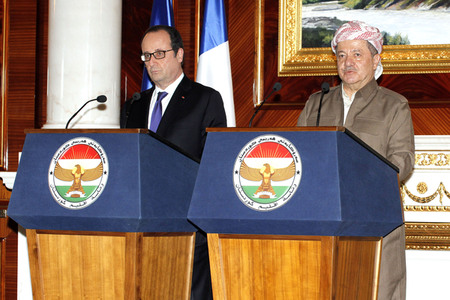 Pressekonferenz von Francois Hollande und Masud Barzani in Erbil