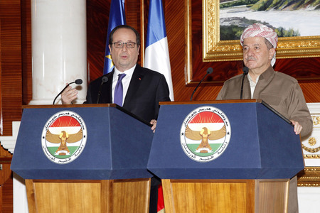 Pressekonferenz von Francois Hollande und Masud Barzani in Erbil