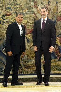 Empfang von Felipe von Spanien und Rafael Correa in Madrid