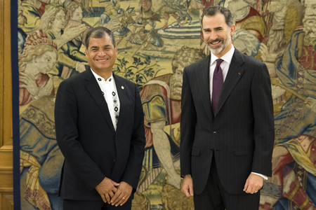 Empfang von Felipe von Spanien und Rafael Correa in Madrid