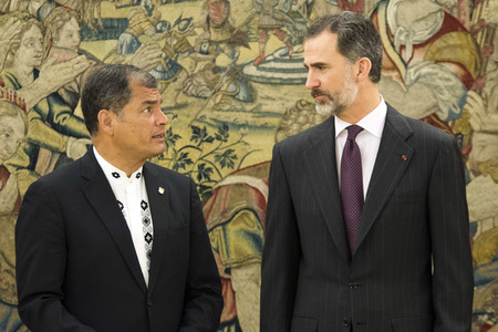 Empfang von Felipe von Spanien und Rafael Correa in Madrid