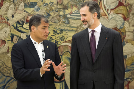 Empfang von Felipe von Spanien und Rafael Correa in Madrid