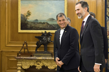 Empfang von Felipe von Spanien und Rafael Correa in Madrid