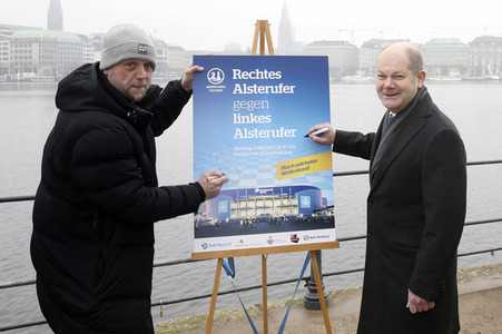 Pressetermin 'Rechtes Alsterufer gegen linkes Alsterufer' in Hamburg