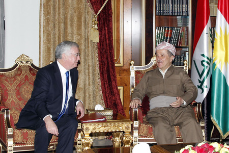 Masud Barzani empfängt Michael Fallon in Erbil