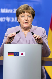 Pressekonferenz von Angela Merkel und Shinzo Abe in Hannover