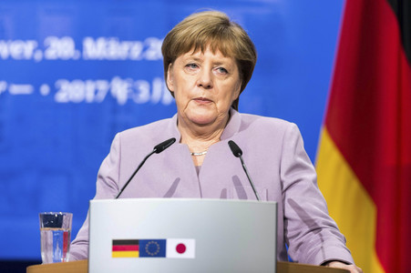 Pressekonferenz von Angela Merkel und Shinzo Abe in Hannover