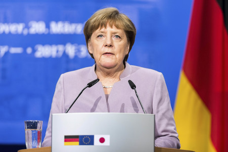 Pressekonferenz von Angela Merkel und Shinzo Abe in Hannover