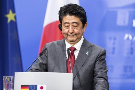 Pressekonferenz von Angela Merkel und Shinzo Abe in Hannover