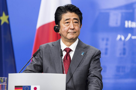 Pressekonferenz von Angela Merkel und Shinzo Abe in Hannover
