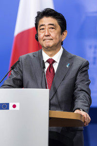 Pressekonferenz von Angela Merkel und Shinzo Abe in Hannover