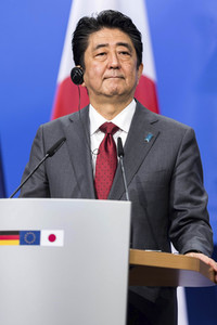 Pressekonferenz von Angela Merkel und Shinzo Abe in Hannover